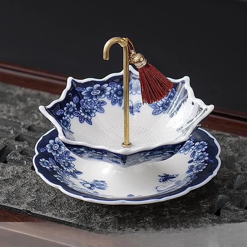 :Filtri da tè creativi con ombrello blu e bianco - Filtri in ceramica, decorazioni e accessori per la tavola da tè