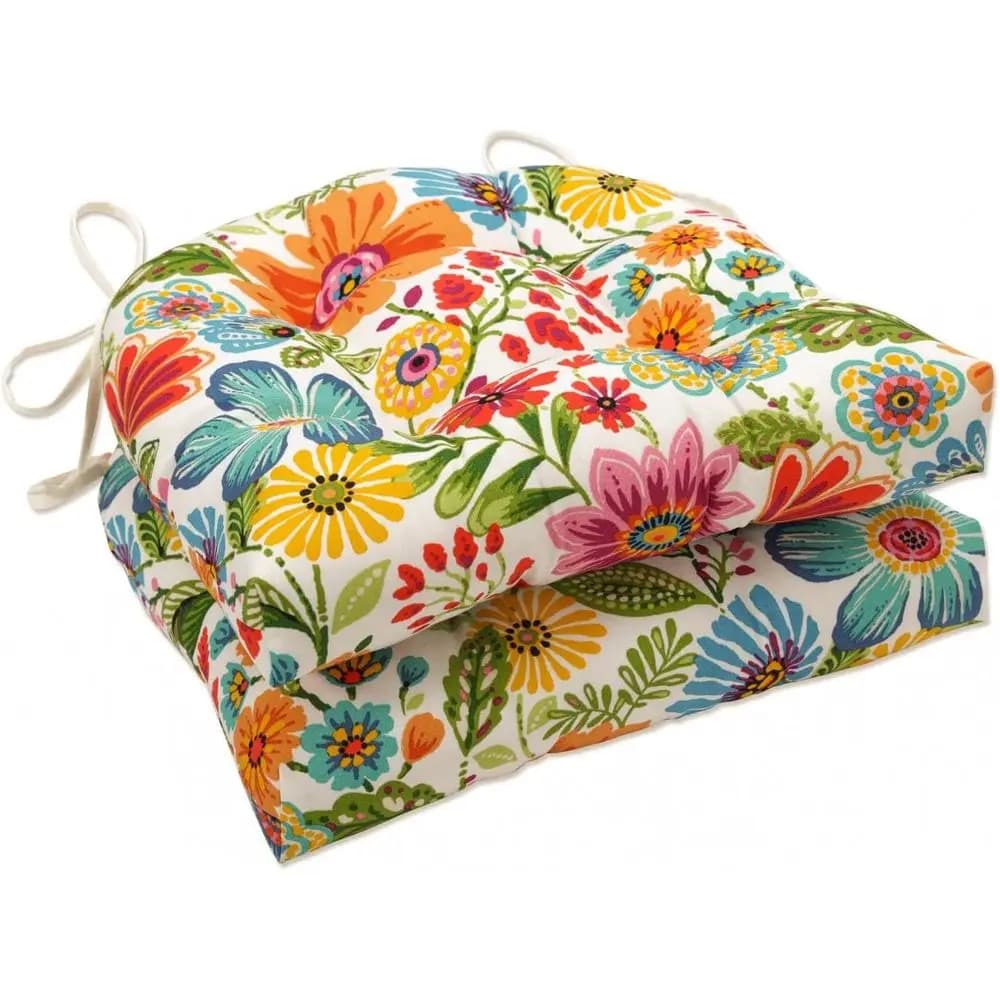 Cuscino per sedia in vimini per interni/esterni, 15,5 x 16, set di 2, motivo blu/Ple Gregoire