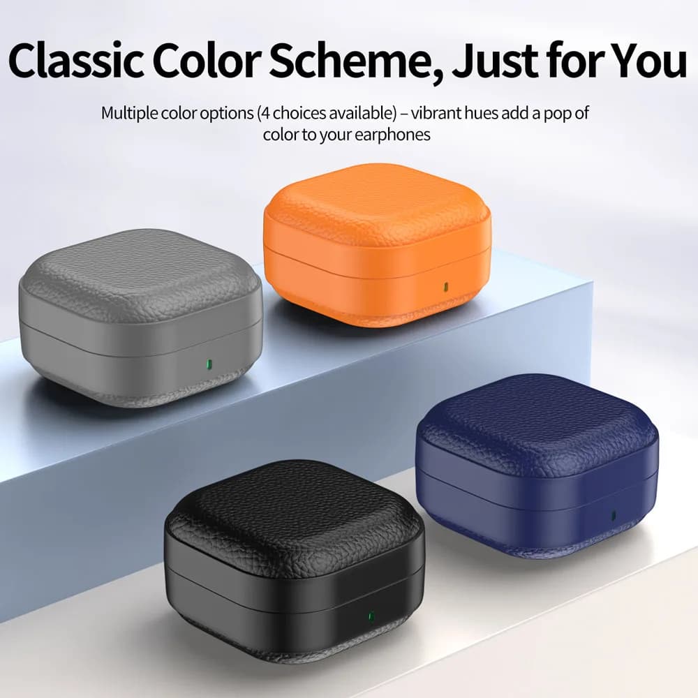 Lychee Grain Leather + TPU Earphone Case For Samsung Galaxy Buds 4 Pro Protective Cover for Galaxy Buds4 Buds4Pro Headset funda