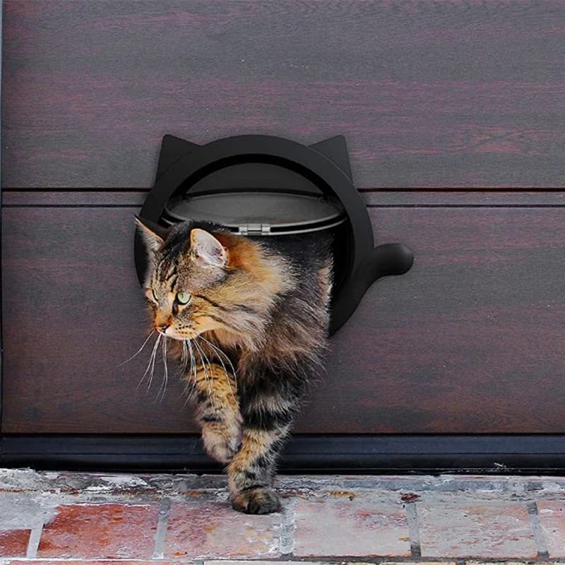 Porta per Gatti a 4 Vie con Chiusura di Sicurezza, Sportello per Gatti per Porte Interne ed Esterne, Sportello Nascosto a Muro per Lettiera, Porta Bloccabile Sicura per Animali Domestici, Accessori per Animali