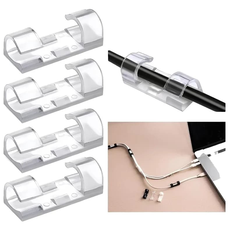20Pcs Self-Adhesive Cable Clips Organizer, White Wire Management Holder for Wall & Desk, Cord Fixer for USB/Charger/Audio Cables