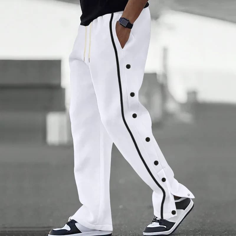 2026 Men Sweatpants Fashion Sportswear Drawstring Straight Track Pants Casual Loose Trousers breasted Breathable quick drying