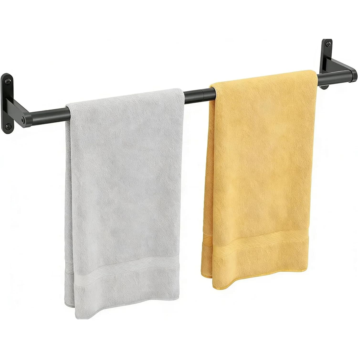 Portasciugamani Nero, Portasciugamani da Parete per Bagno da 24 Pollici, Porta Asciugamani Resistente, Asta Portasciugamani Salvaspazio per Bagno