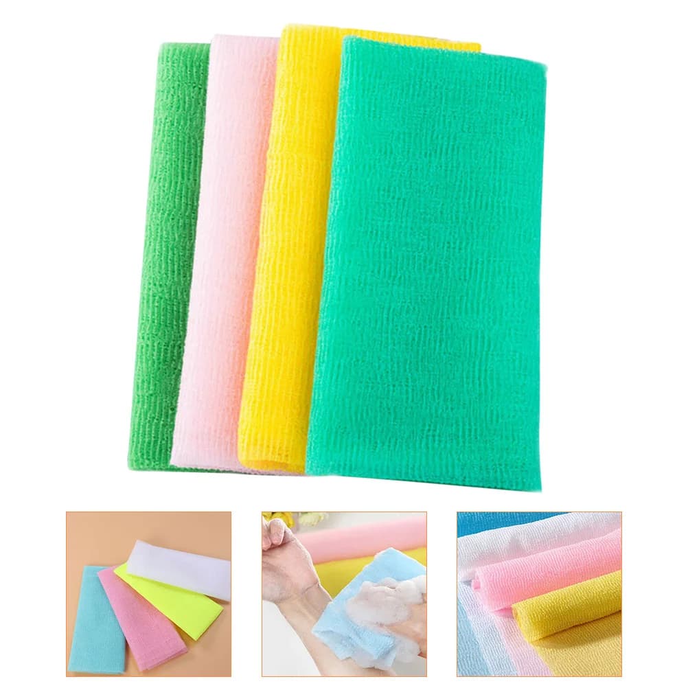 4 pezzi asciugamano da bagno esfoliante salvietta in nylon spugna da bagno luffa spazzola per pulizia asciugamano da bagno