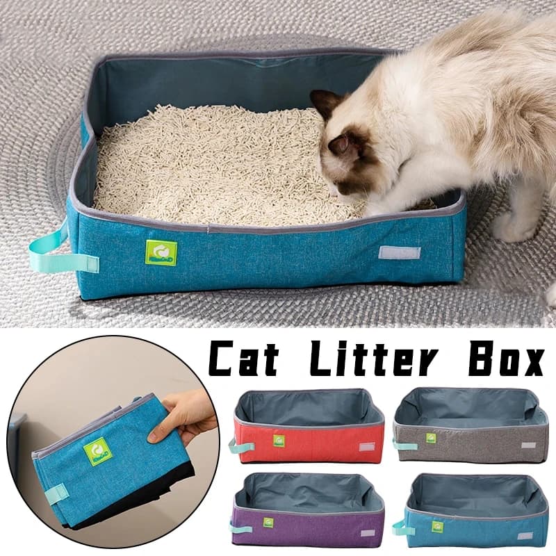 Lettiera per Gatti Semi-Chiusa Pieghevole, Toilette Portatile Impermeabile in Tessuto Oxford, Accessori per Animali Domestici, Lettiera Grande per Gattini
