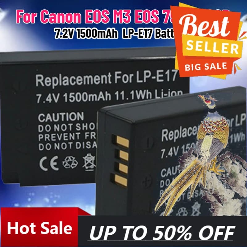 【Consegna Rapida】Batteria LP-E17 7.2V 1500mAh per Canon 750D 760D 250D 77D 800D EOS M3 T6s T6i T7i X8i 8000D R50 M6 M5 M3 SL2 LC-E1