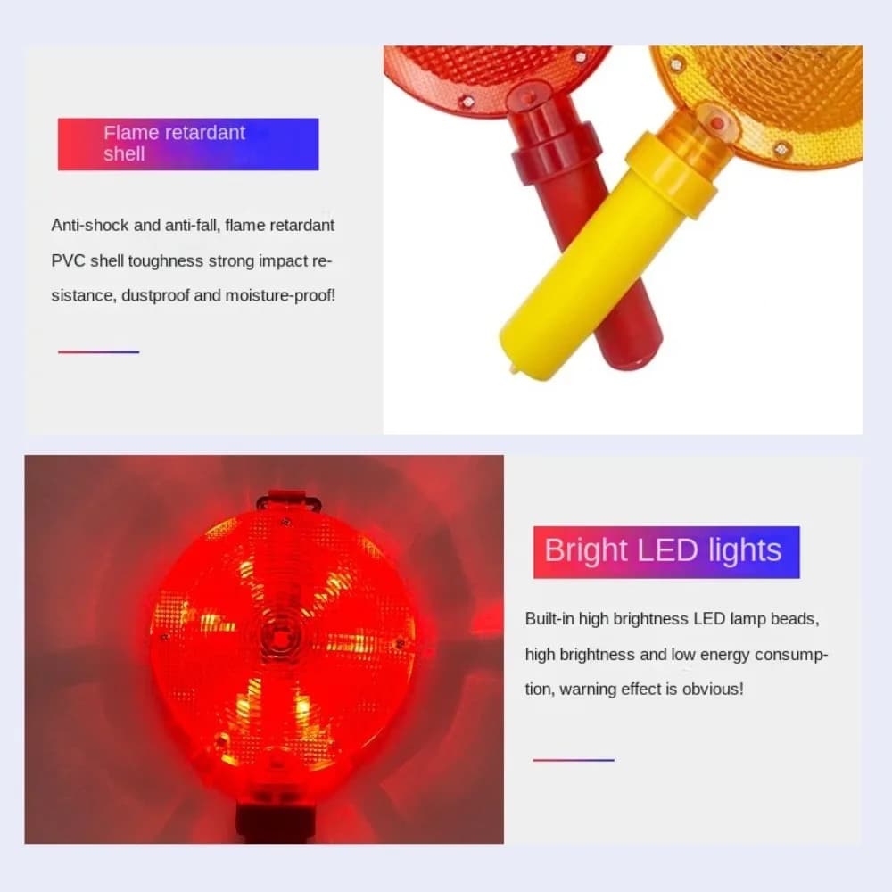 LED Light Waterproof Barrier Portable With Suspension Ring, Bright LED Source, High Visibility Road Safety Light with Strobe Function