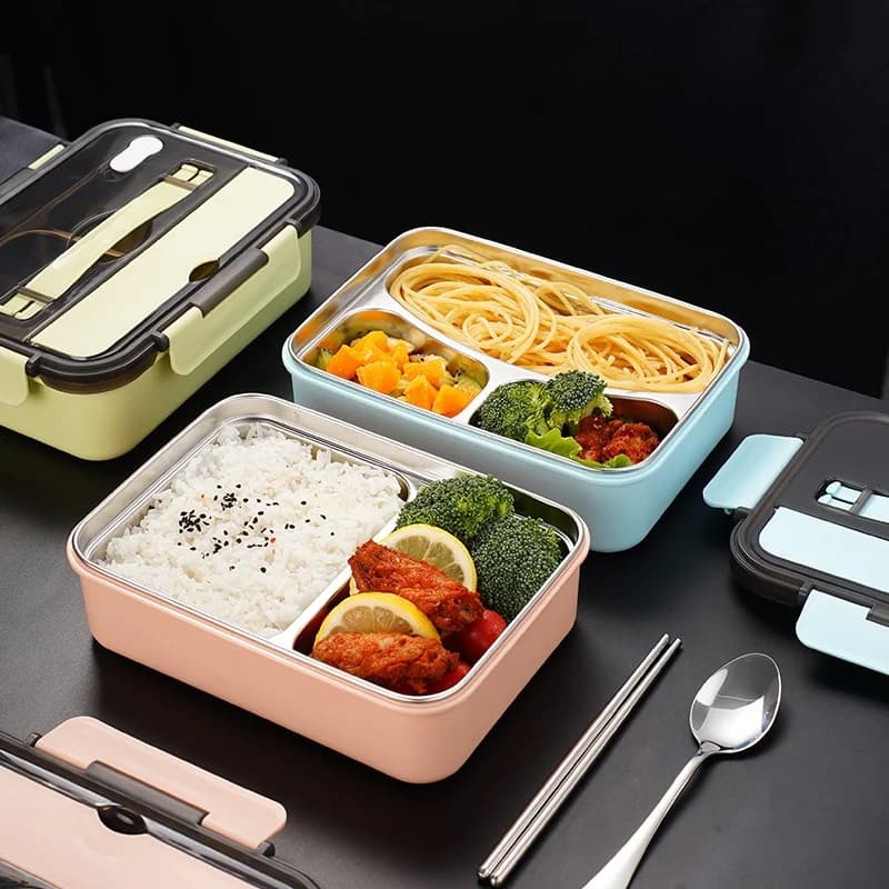 Contenitore Termico per Pranzo in Acciaio Inossidabile Rosa, Scatola Bento per Microonde con Posate, Ideale per Picnic e Viaggi