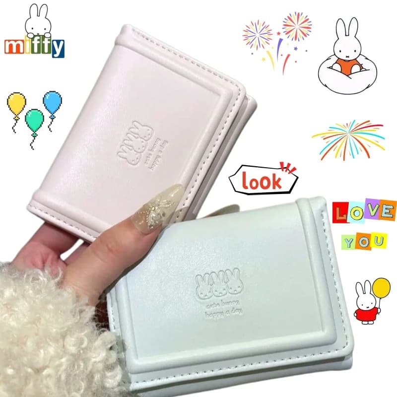 Cute Miffy Short Wallet High-looking Ins Simple Style Portable Multiple Card Slots Exquisite Cartoon Rabbit Card Holder Wallet