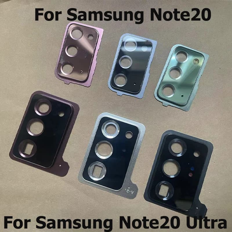Nuovo per Samsung Galaxy Note 20 Note20 Ultra Obiettivo della fotocamera posteriore Copertura in vetro per fotocamera posteriore con adesivo per colla per telaio