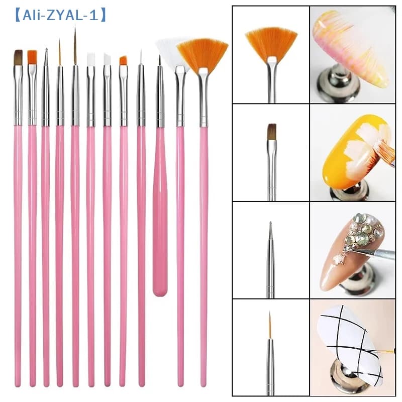 【ZYAL-1】Set di 15 Pennelli per Nail Art Multifunzionali, Pennelli per Linee e Strisce, Penna per Disegno Fai-da-Te, Pennelli per Gel UV, Strumento per Manicure