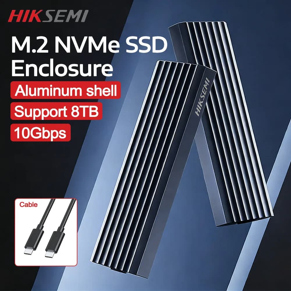 HIKSEMI Box Esterno per SSD M.2 NVMe 10/20Gbps, Case USB3.2 Gen2 USB C, Adattatore Esterno NVME SATA in Alluminio, Supporta Chiavi M e B&M
