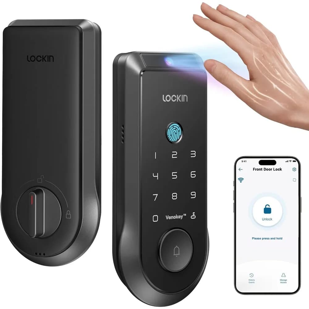 Veno Smart Lock – Serratura per porta con venature del palmo e impronte digitali senza contatto, ingresso senza chiave WiFi, telecomando APP, codice e backup chiave