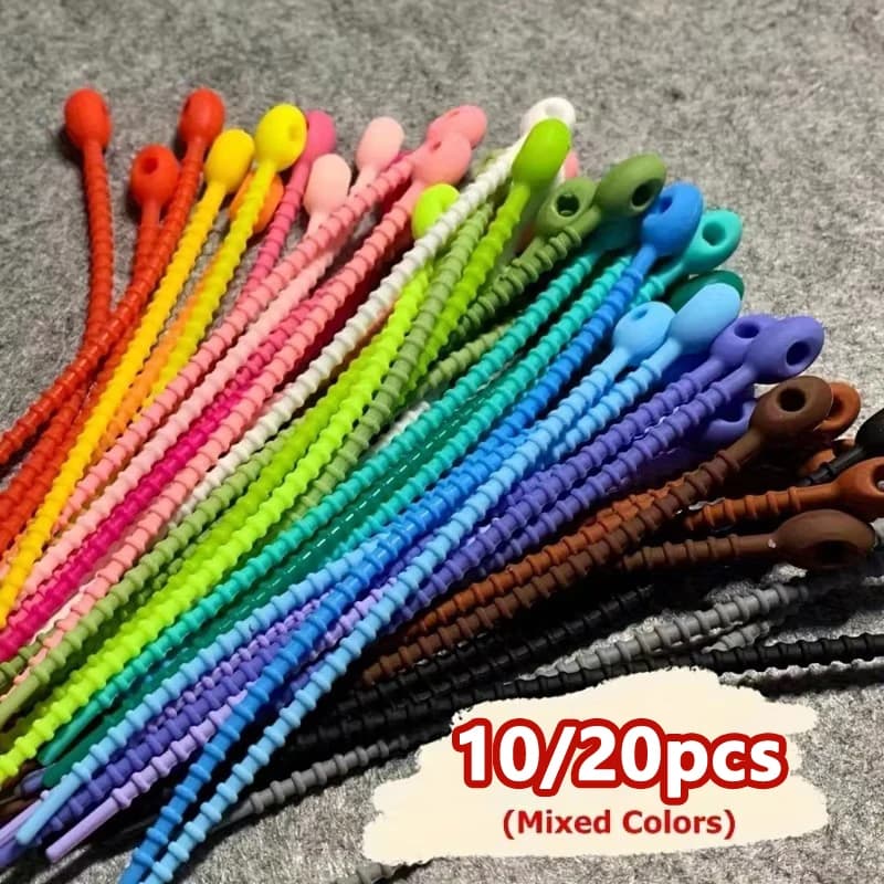 Silicone Ties Bag Clip, Cable Straps, Bread Tie, Reusable Rubber Twist Tie, Cable Clips, Silicone Cord, Household Snake Holder