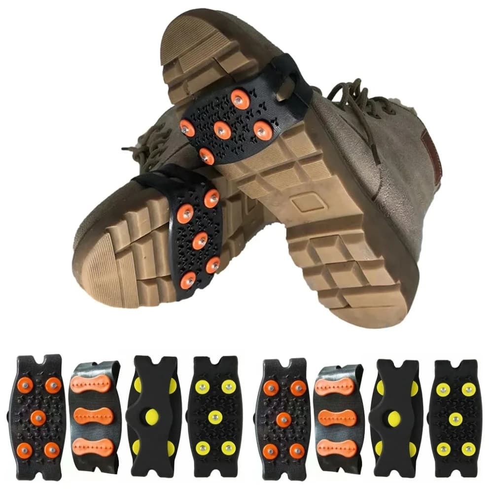 5-Stud alpinismo tacchetti antiscivolo neve artiglio copriscarpe stivali Unisex tacchetti da neve passeggiate accessori per l'escursionismo