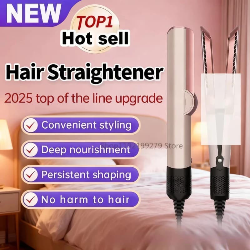 2 IN 1 Professional Hair Straightener & Dryer Negative Ion Quick Heat-Up Anti-Static Tool