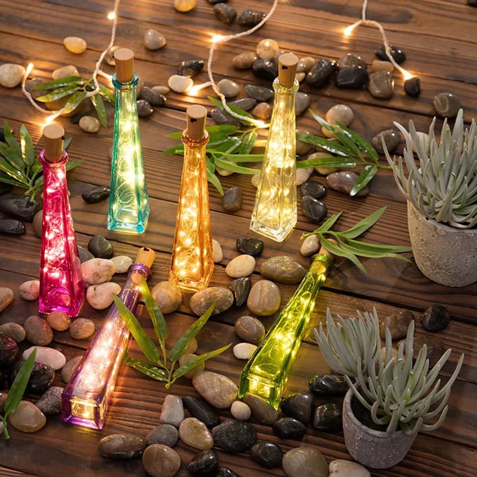 1/3/5/10/20pcs Wine Bottle Light With Cork LED String Lights Battery Fairy Lights Garland Christmas Wedding Party Bar Decoration