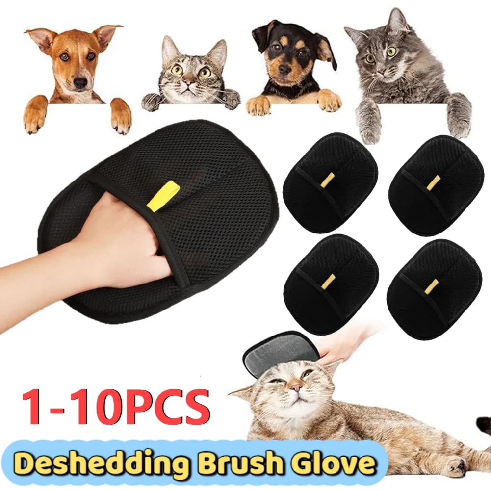 Guanto per spazzole da deshedding da 10-1 pezzi con design facile da toelettatura per animali domestici Strumento per la rimozione dello spargimento facile da usare per la cura dei peli degli animali domestici Colore nero