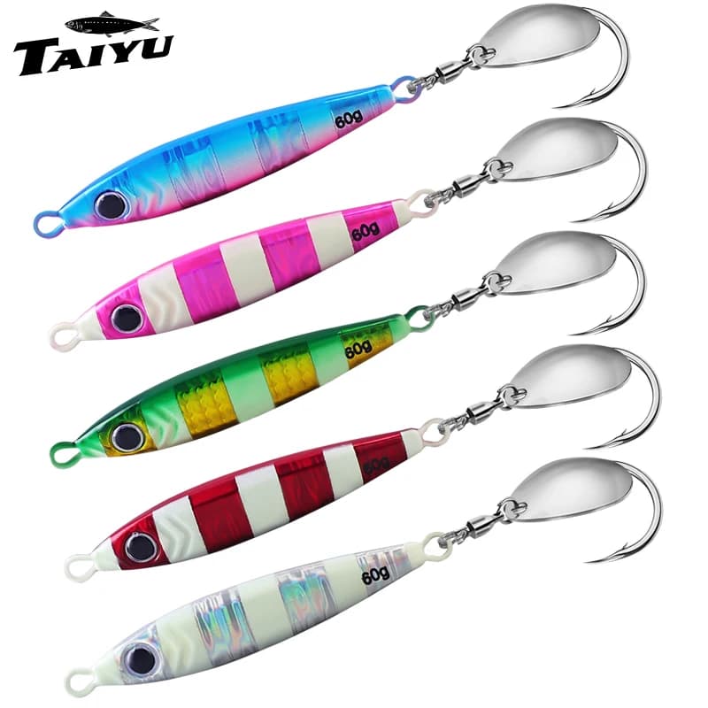 TAIYU Piatto di Ferro a Disegno Rapido Pesce di Piombo 20g/30g/40g Barracuda Piastra di Ferro con Girevole Singolo Flash Cucchiaio Barca bomba da pesca Giallo T