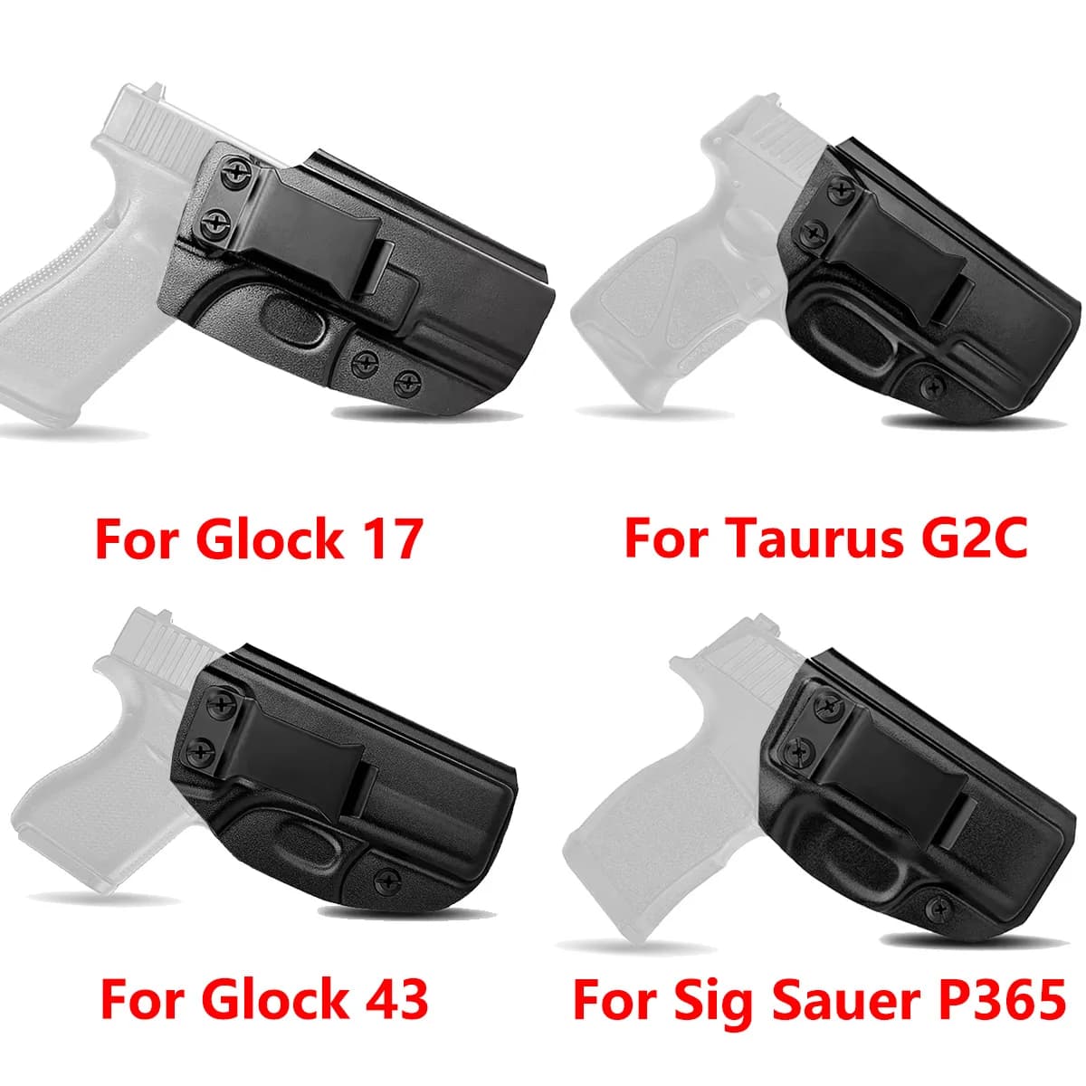 Fondina tattica Kydex IWB (Inside Waistband Holster) per Glock 17 19 43 Sig Sauer P365 1911, custodia per trasporto nascosto IWB, per mano destra, estrazione rapida