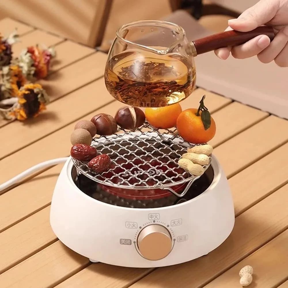 Portable Round Air Fryer Rack Stackable with Foot BBQ Net Stainless Steel Steam Baking Rack Home Kitchen Oven Steamer Cooker