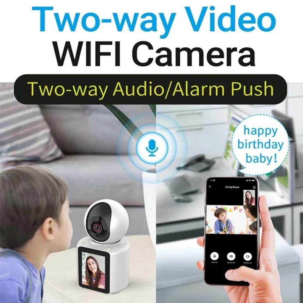 Videochiamata da 2MP Baby Monitor Telecamera con tracciamento automatico Home Wifi Telecamera di sicurezza PTZ Telecamera di sorveglianza wireless per visione notturna a colori 2K