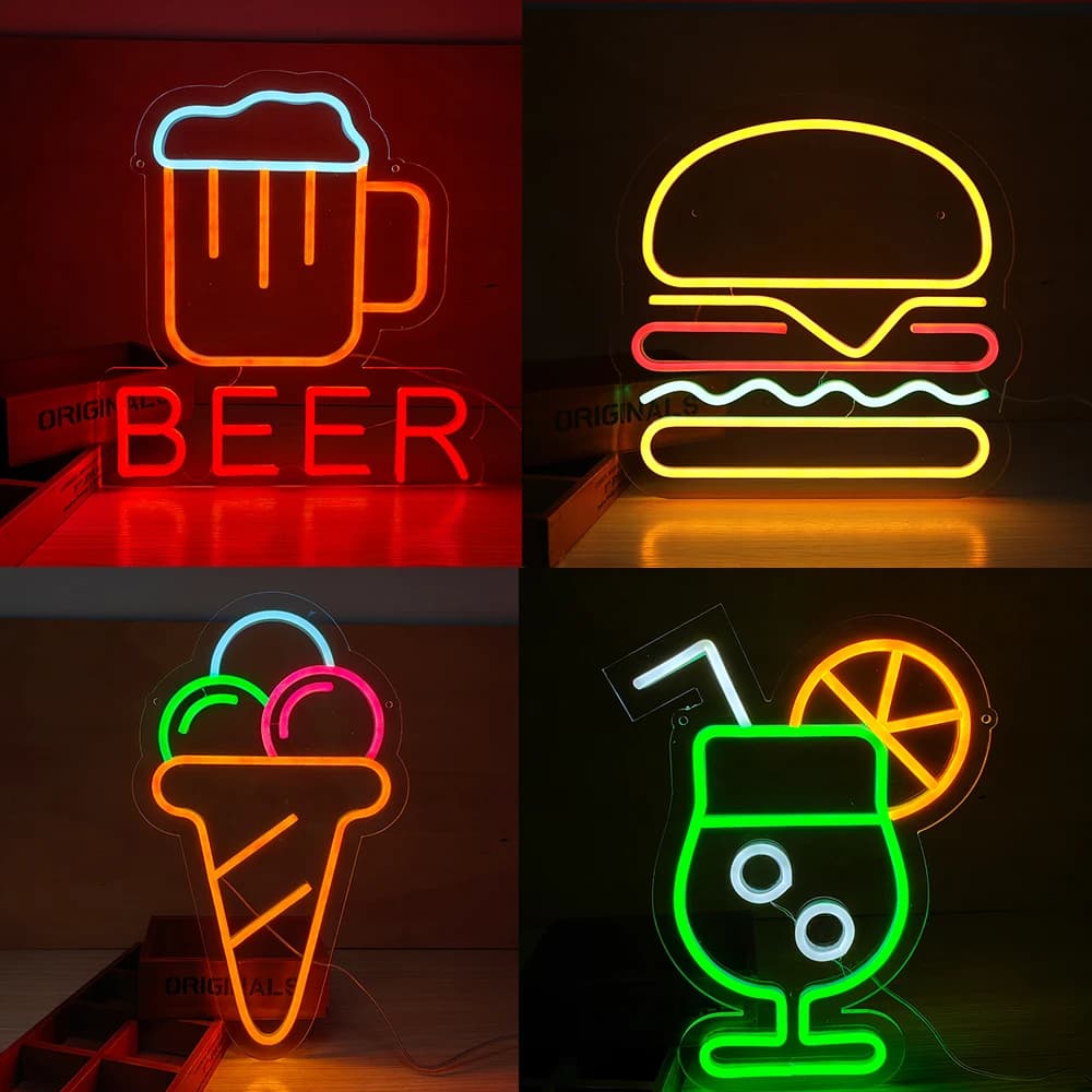 Insegne luminose al Neon luce notturna per Bar birra gelato bevande hamburger caffè insegna al Neon personalizzata spina USB striscia al Neon divisa