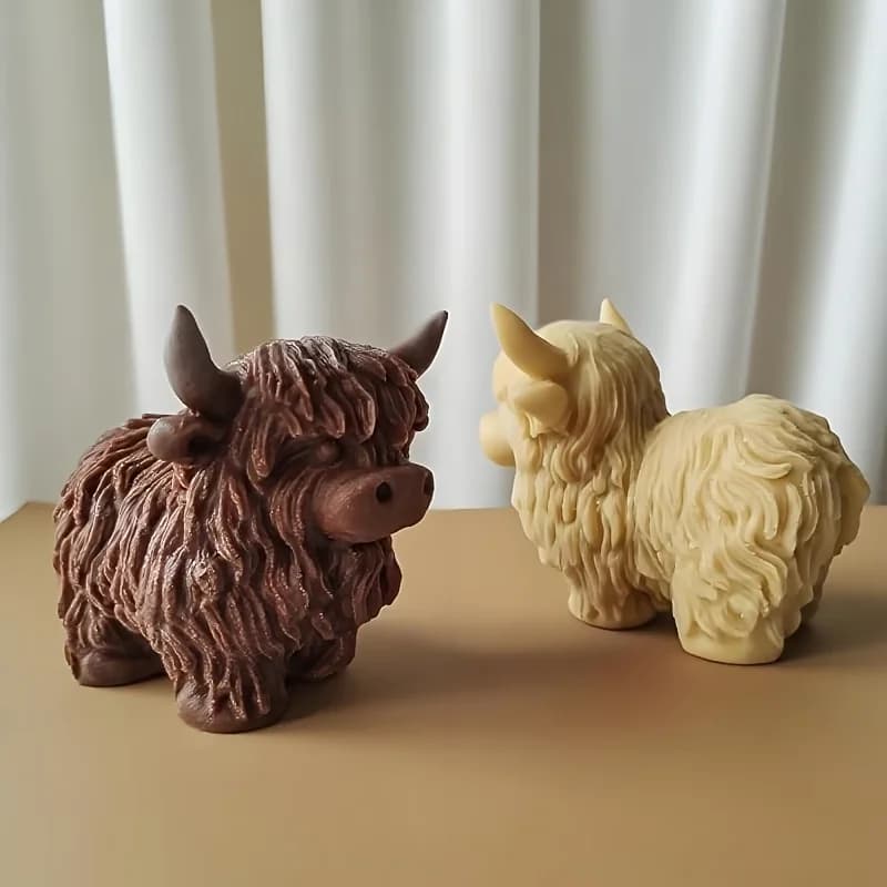 1 pz Stampo in silicone per candele di mucca delle Highland Stampo a forma di animale per candele fatte a mano fai-da-te, artigianato in gesso e resina, decorazioni per la casa di compleanno