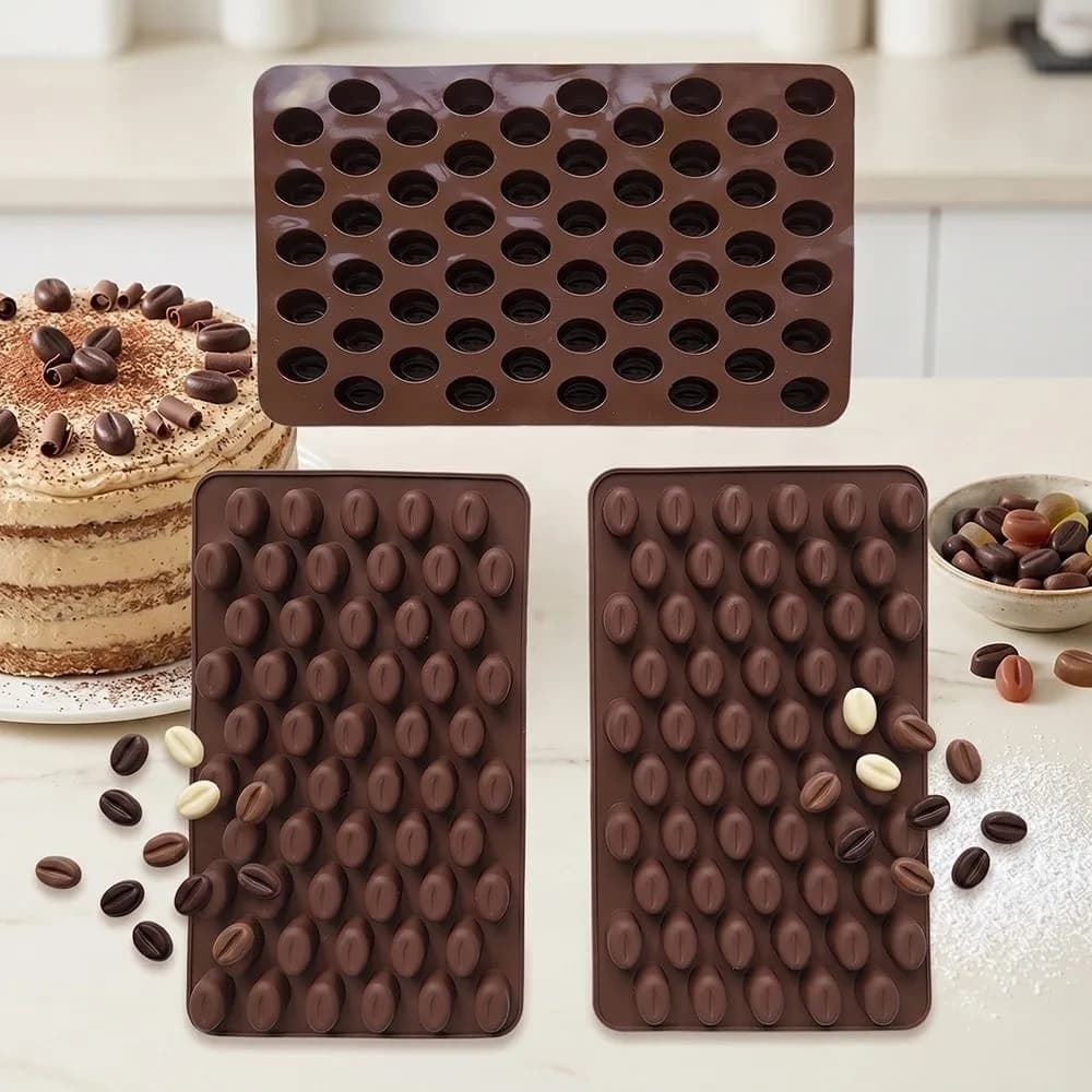 55 Cavity Coffee Bean Mold Realistic Texture Coffee Bean Shape Silicone Baking Mold DIY Multi-Cavity Structure