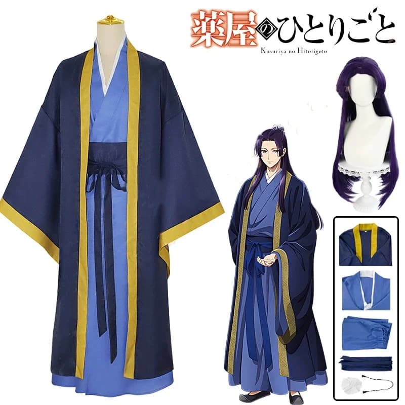 Anime The Apothecary Diaries Jinshi Costume Cosplay Wig Blue Dress Uniform Copricapo Kusuriya No Hitorigoto Halloween Woman