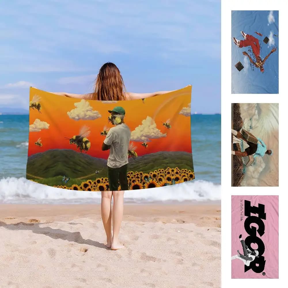 Asciugamano da spiaggia Tyler The C-Creator Music Anime, morbido e assorbente, regalo per bambini, per viaggi, campeggio, palestra