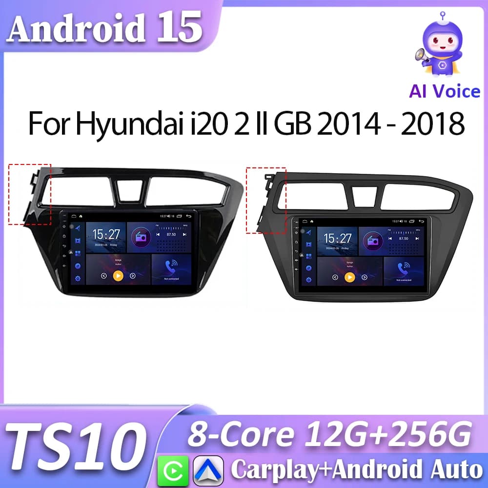 Per Hyundai i20 2 II GB 2014-2018 Autoradio Carplay Android 15 Schermo di Navigazione GPS Android Auto Lettore Multimediale 2K No 2din