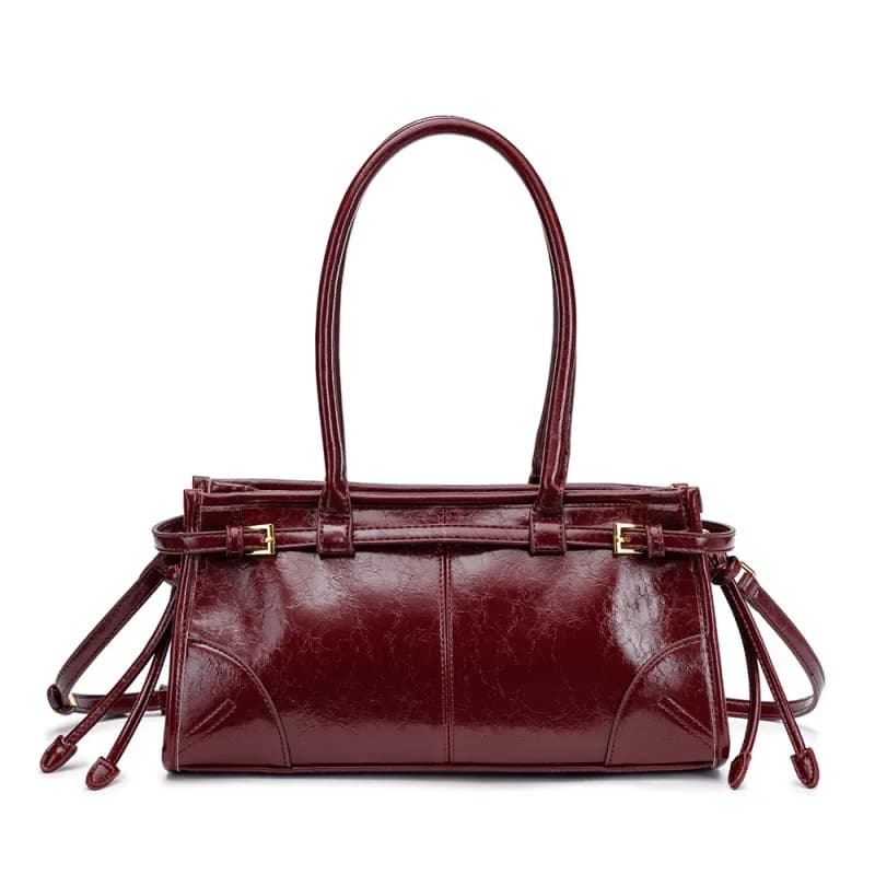 2025 New Soft Lux Boston Style Borsa a tracolla a tracolla moda moto da donna a strati in pelle cerata a olio con tracolla singola
