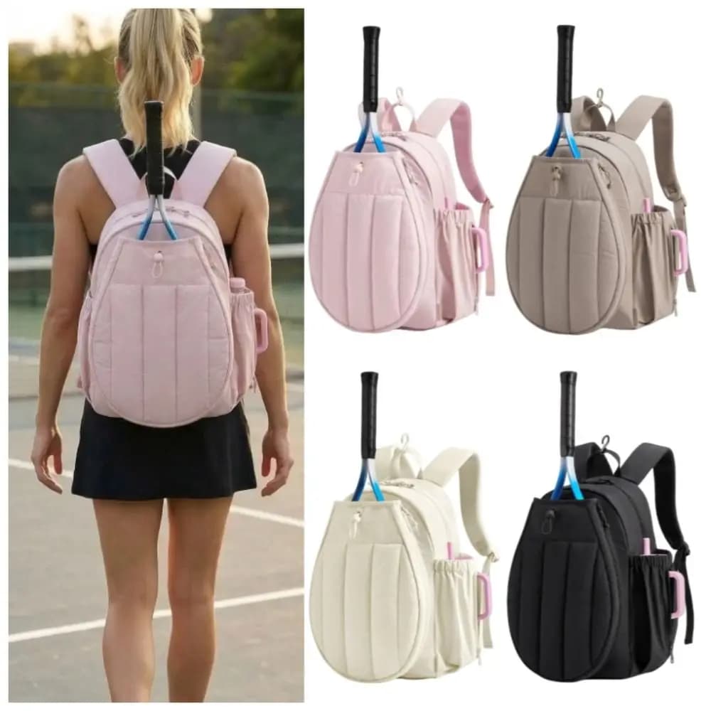 Large Capacity Tennis Backpack Adjustable Waterproof Tennis Racket Bag 20L Multi-functional Pickleball Paddle Cover Women