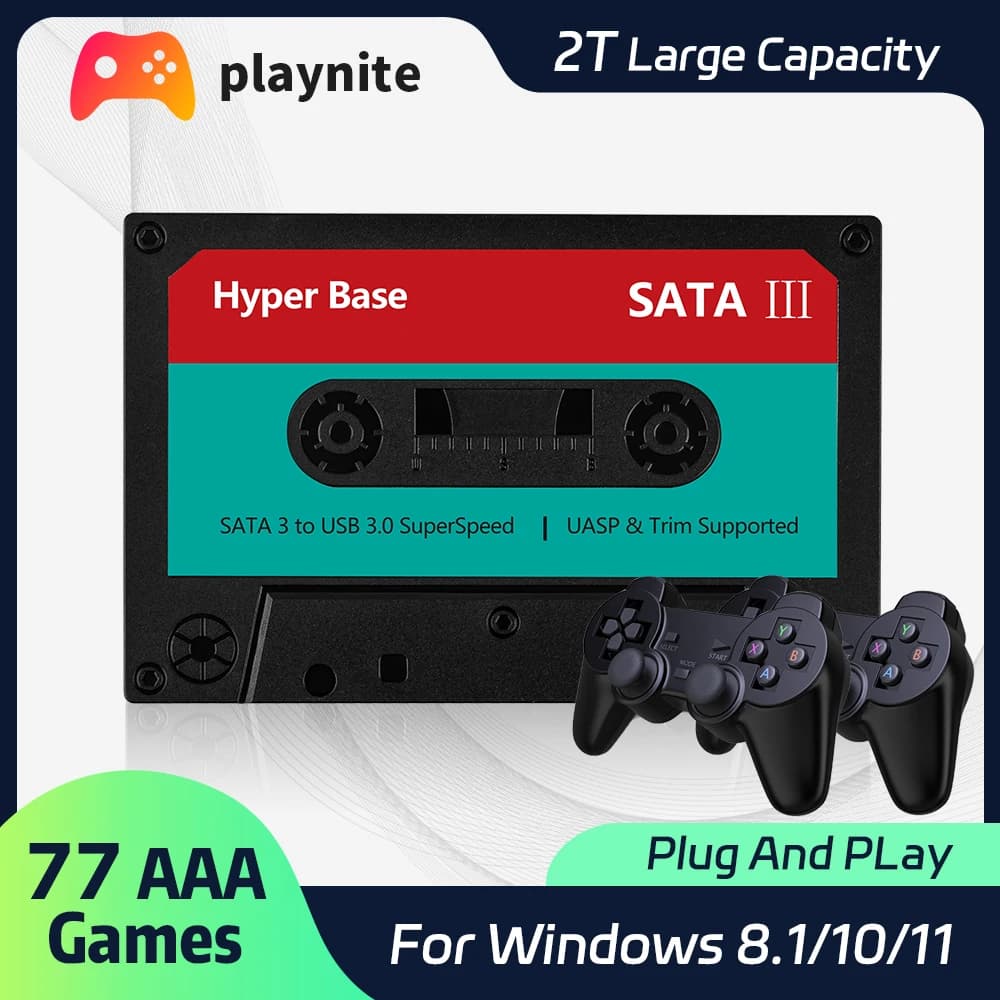 Playnite HDD esterno 2T per PC/Laptop disco rigido portatile da gioco integrato 77 giochi AAA per PS4/PS3/PS2/PS1 per Windows 8.1/10/11