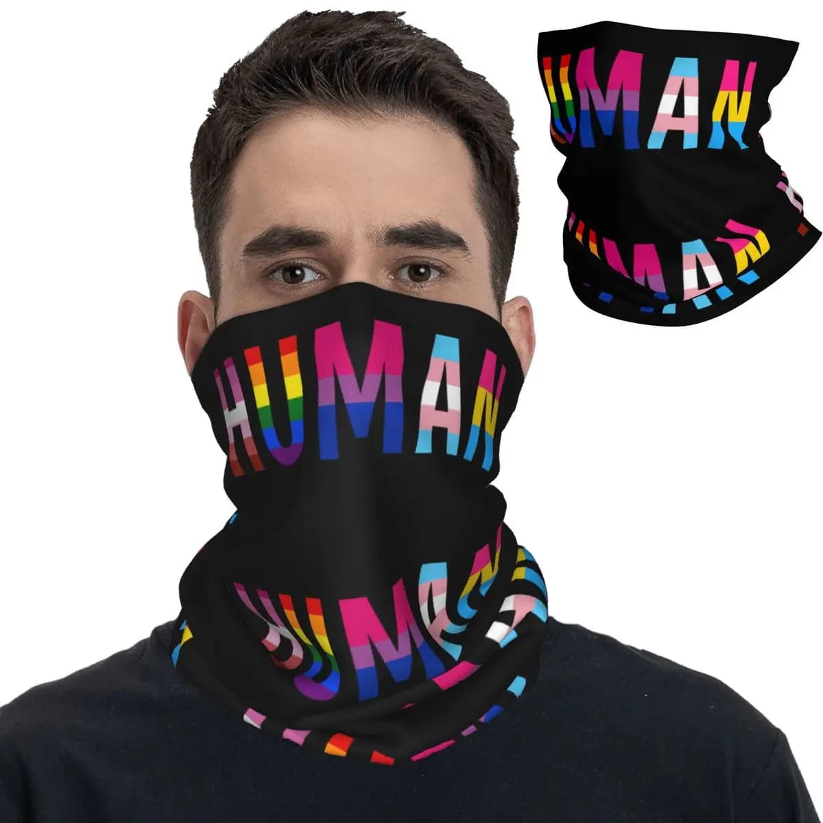 Gay Human LGBT Pride Bandana Ghetta per il collo Sciarpa avvolgente stampata Maschera multiuso Sport all'aria aperta per uomini Donne Adulti per tutte le stagioni