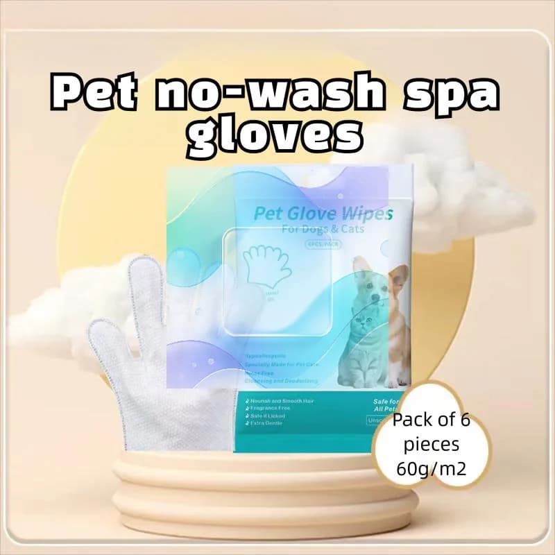 No Rinse Disposable Pet Grooming Glove Wipes Alcohol Free Deodorizing Nourishing Dry Bath for All Pet Ages