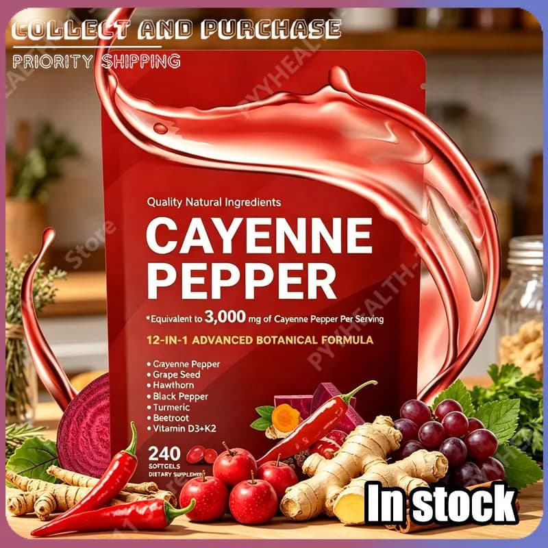 Integratore in capsule di peperoncino Cayenne con semi d'uva, barbabietola, curcuma, vitamine D3 e K2, supporto erboristico per la salute delle vene delle gambe e dei vasi sanguigni