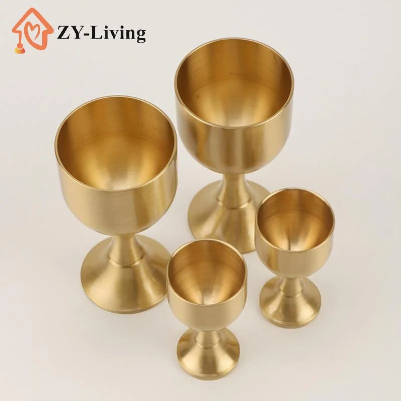 1 Pezzo Calice da Vino in Ottone per Ristorante, Bicchieri da Tavola per Vino Rosso e Bianco, Artigianato in Rame, Decorazione in Rame, Mini Bicchierino da Shot