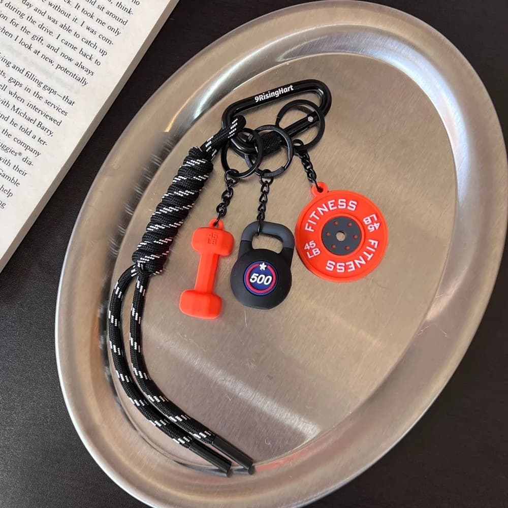 Mini Barbell Keychain Kettlebells with D-shaped buckle Manubri Simulation Keychain Water cups Bag pendant