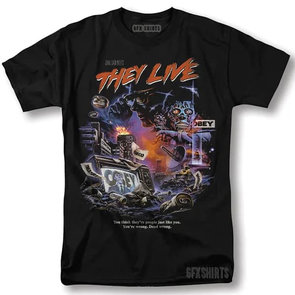 They Live Shirt Movie John Carpener Classic Retro Vintage Graphic Design T-Shirt