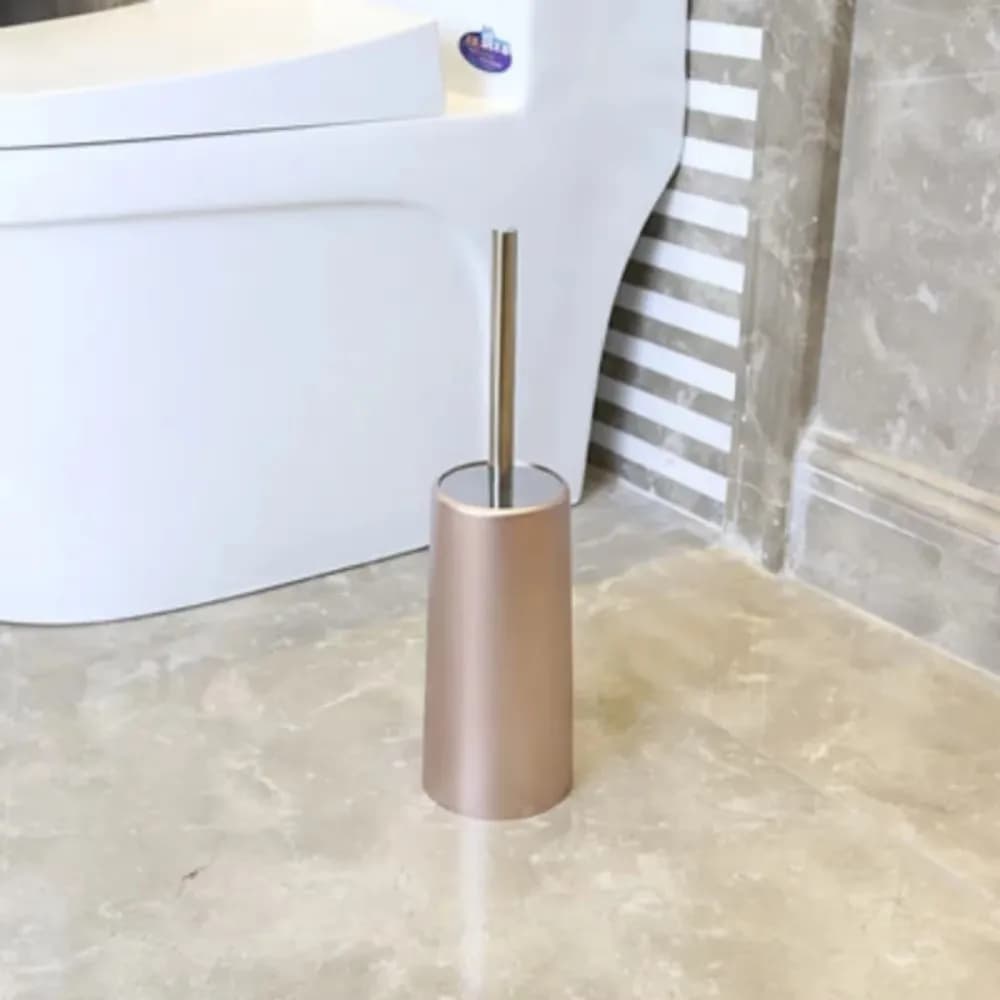 Spazzola per WC Creativa e Facile da Pulire con Supporto, Spazzola per Pulizia Pavimenti Salvaspazio, Spazzola per Bagno con Manico Lungo