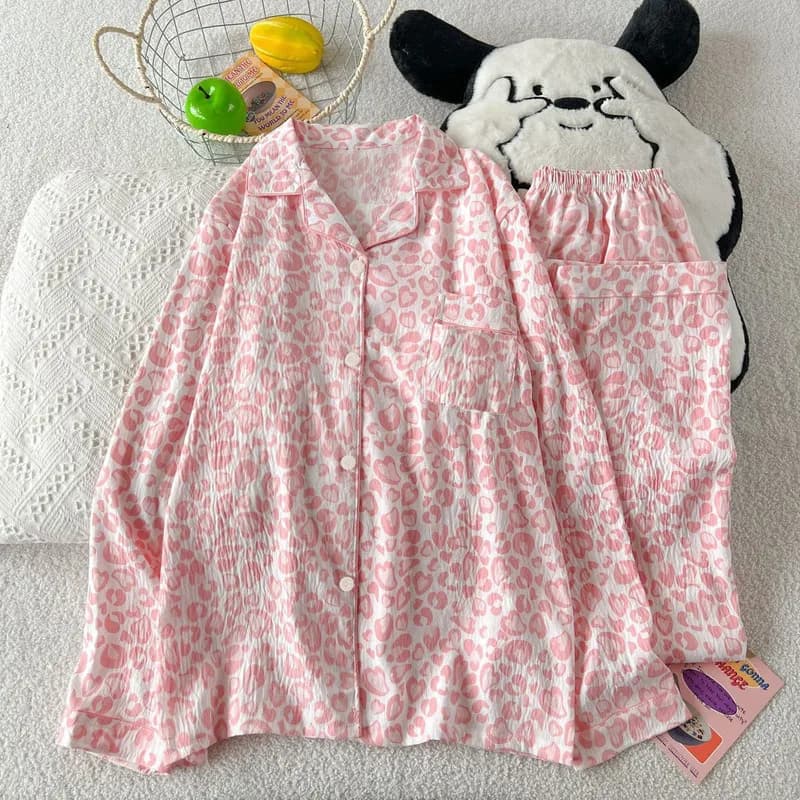 Spring and Autumn Pajamas, Women's Long Sleeve Long Pants, Cartoon Cute Beauty Girl Home Clothes Set, Can be worn outside