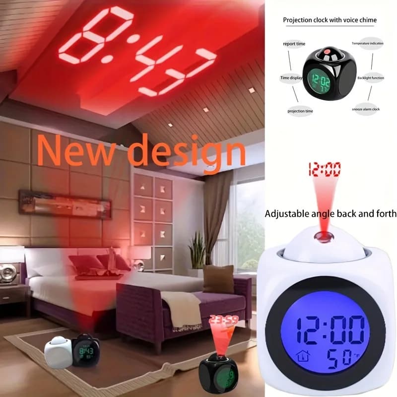 Sveglia portatile a proiezione digitale LCD, display LCD, sveglia per proiezione camera da letto soggiorno, decorazione domestica