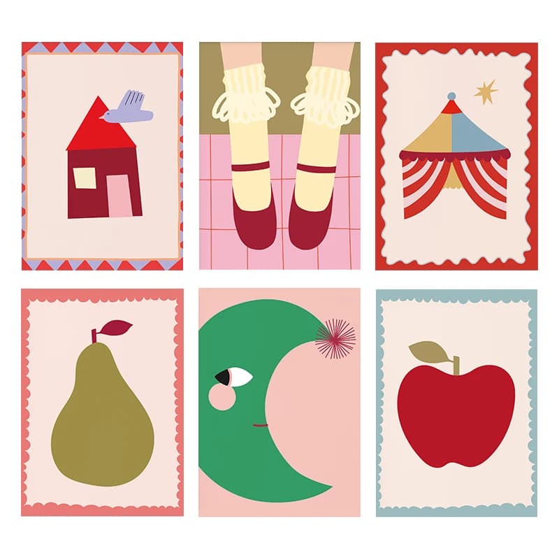 Cartoon Illustration Poster Circus House Moon Prints Canvas Painting Wall Art Pictures Home Children's Room Nursery Decoration