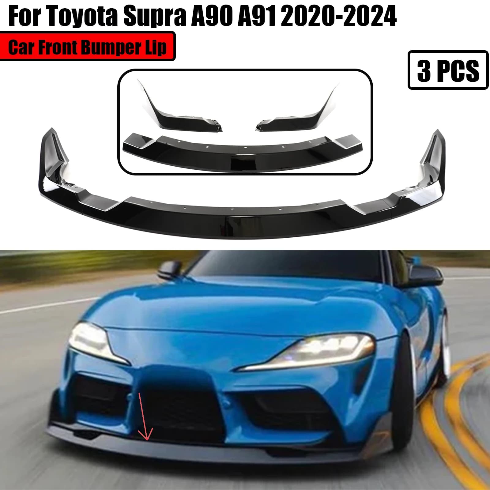 For Toyota Supra A90 A91 2020-2024 Accessories Auto Bumpers Front Lip Spoiler Diffuser Polisher Style Carbon Fiber