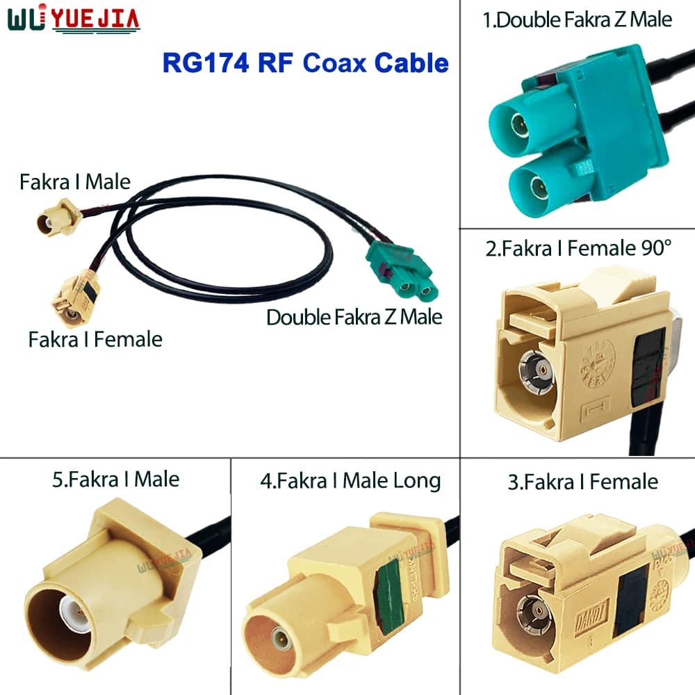 Cavo Twin Fakra Doppio Codice Fakra Z Maschio a Fakra I Maschio Spina + I Femmina Jack Cavo Coassiale RF Antenna WIFI Estensione Ponticello Treccia