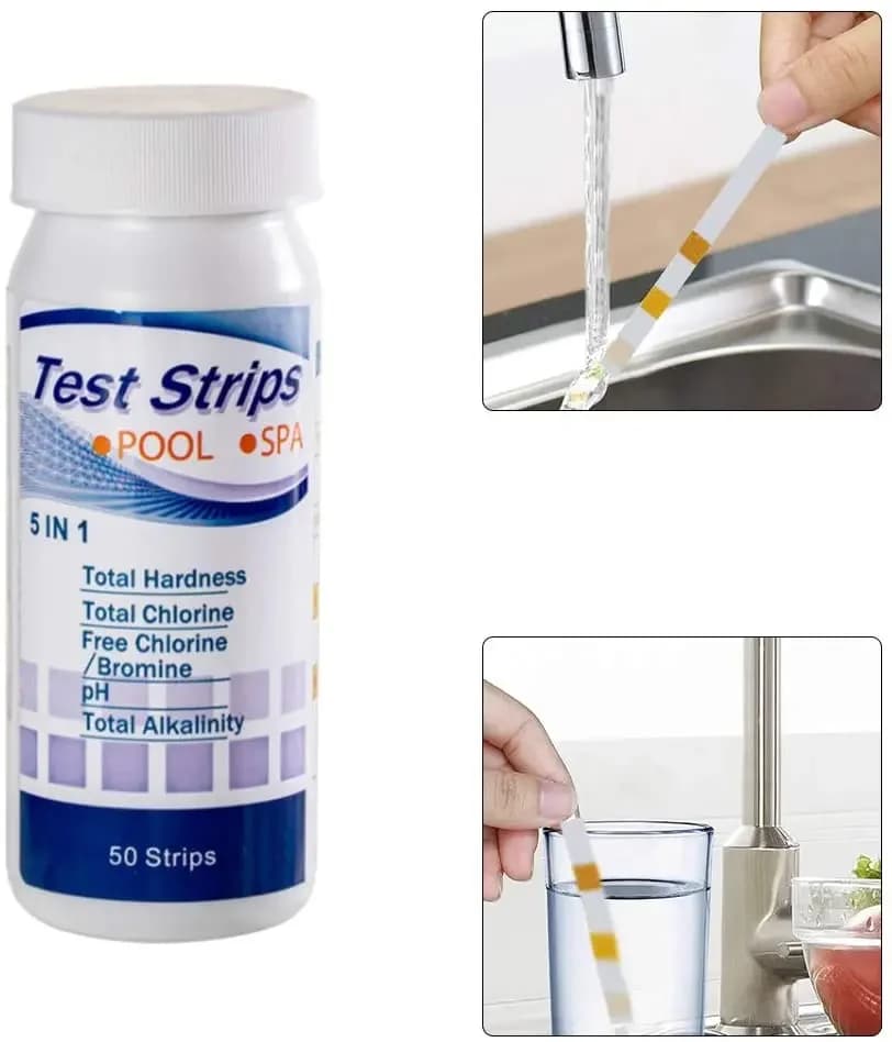 5 in 1 PH Test Strips Multipurpose SPA Swimming Pool Water Tester Paper Hardness Tool Bottled 50pcs