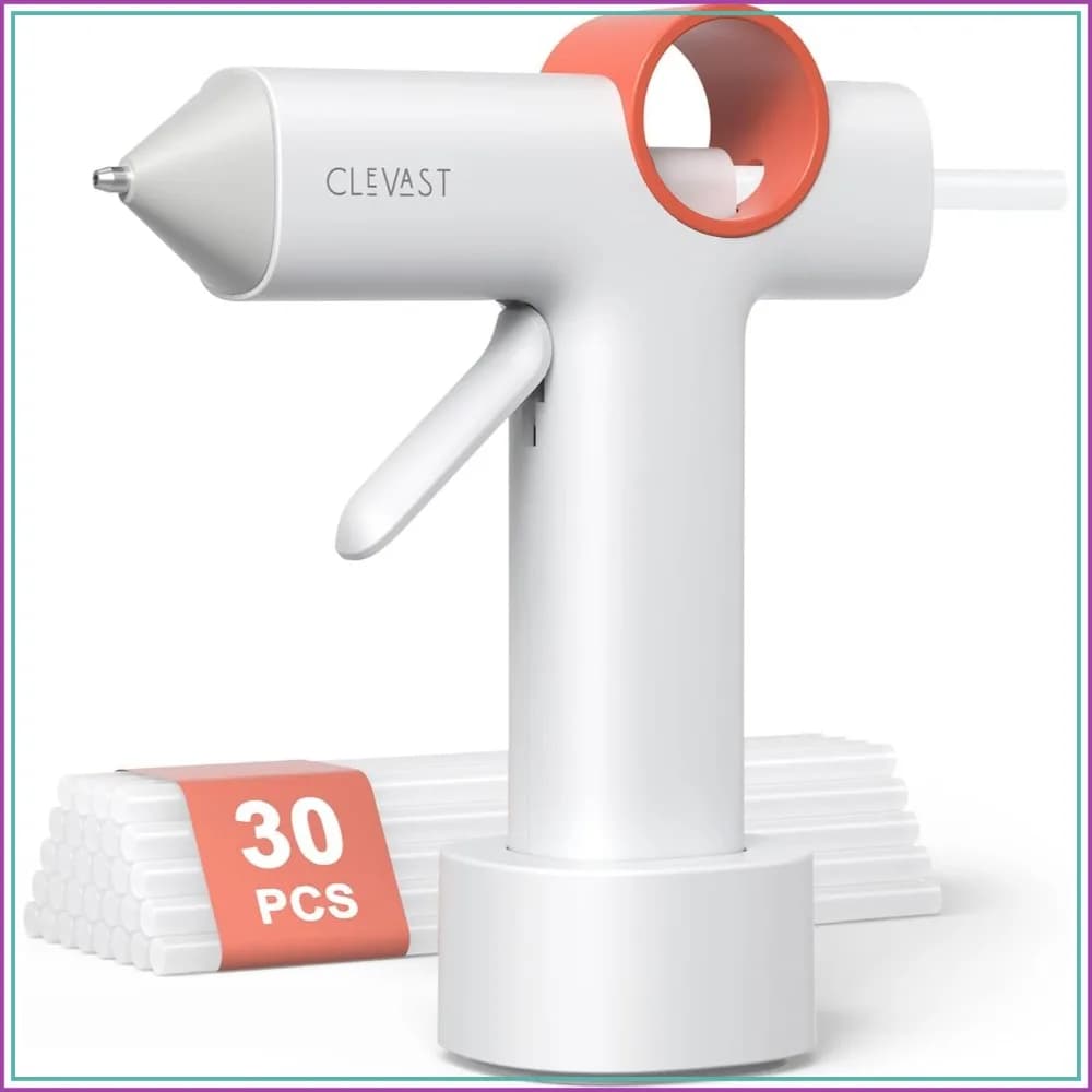 Cordless Hot Glue Gun, 5000mAh Rechargeable Mini Glue Gun with 30 Glue Sticks, 40s Fast Heating, Anti-Drip, Auto Shut-Off, Portable for Crafts & DIY
