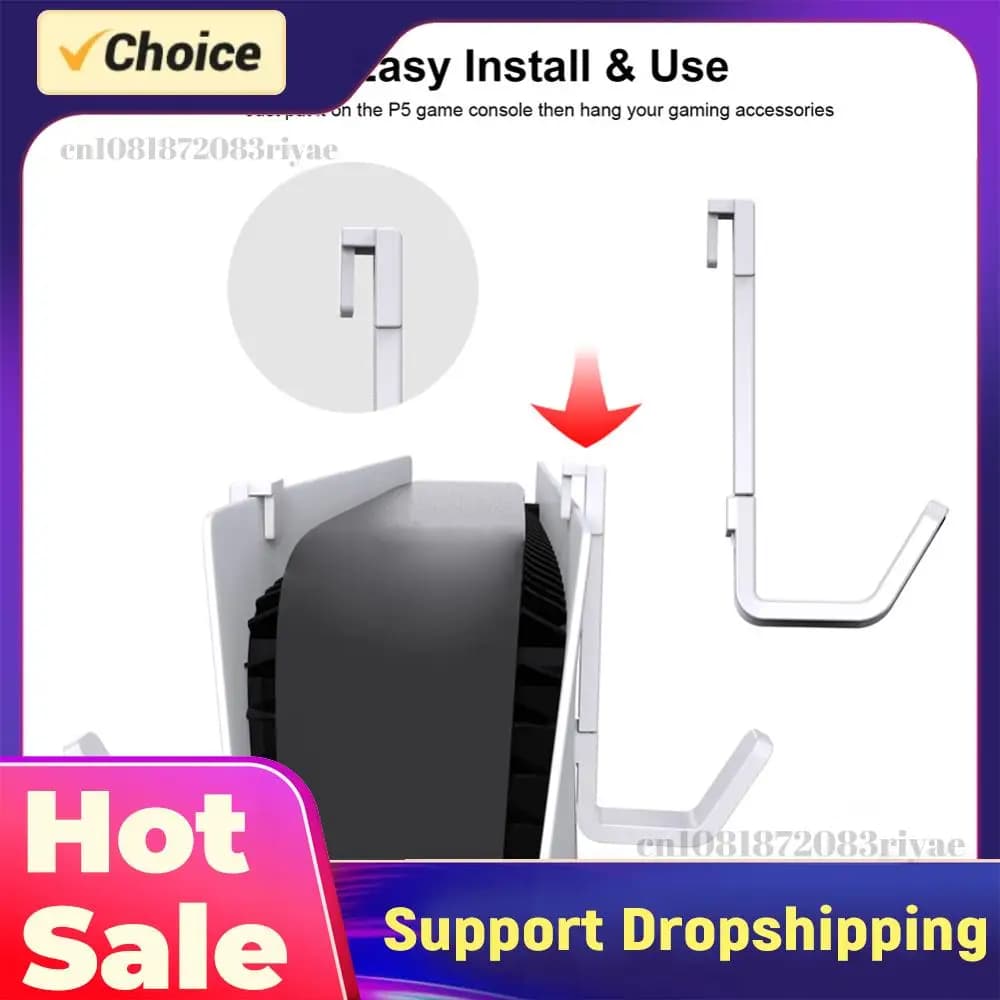 Support for Gaming Headphones with Control Hook, Space Stand, Headphone Hook, PS5/PS5 Slim Console Stand